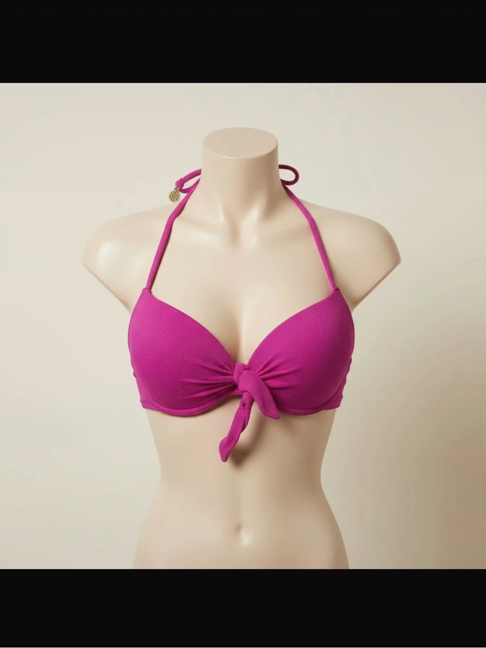 Jessica Simpson Fuchsia Tie-Front Halter Bikini Top